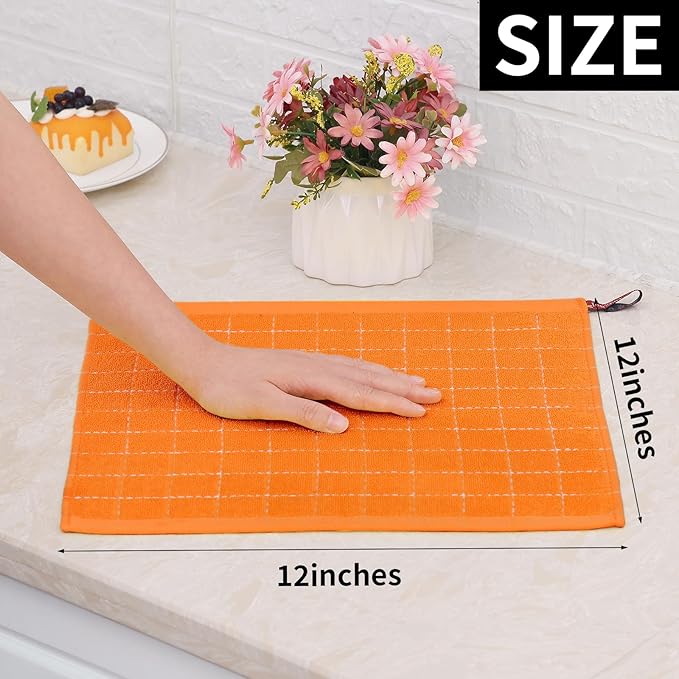 Homaxy 100% Cotton Terry Kitchen Dish Cloths, Ultra Soft and Absorbent Dish