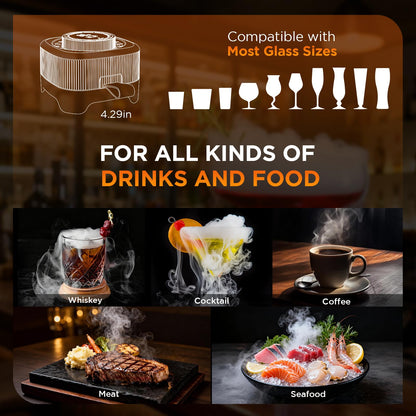 Electric Whiskey Smoker Kit with 0-60s Adjustable Timer, No Butane Needed, Cocktail Bourbon Drink Smoker Infuser Kit Smoke Whisky Set with 6 Wood Chips Flavors, Birthday Gifts for Men, Dad, Husband