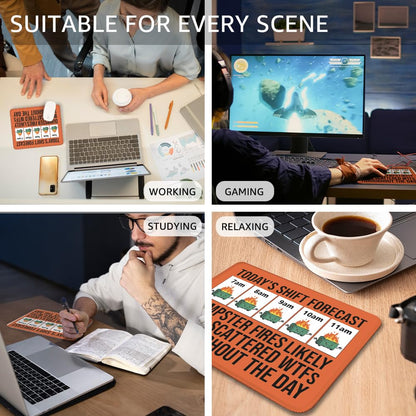 THEBESTU Today's Shift Forecast Non-Slip Mouse Pad with Stitched Edge, Funny Dumpster Fire Mousepad Gifts for Nurse Doctor Manager HR, Humour Coworker Leader Boss Gifts, Sarcastic Office Gifts