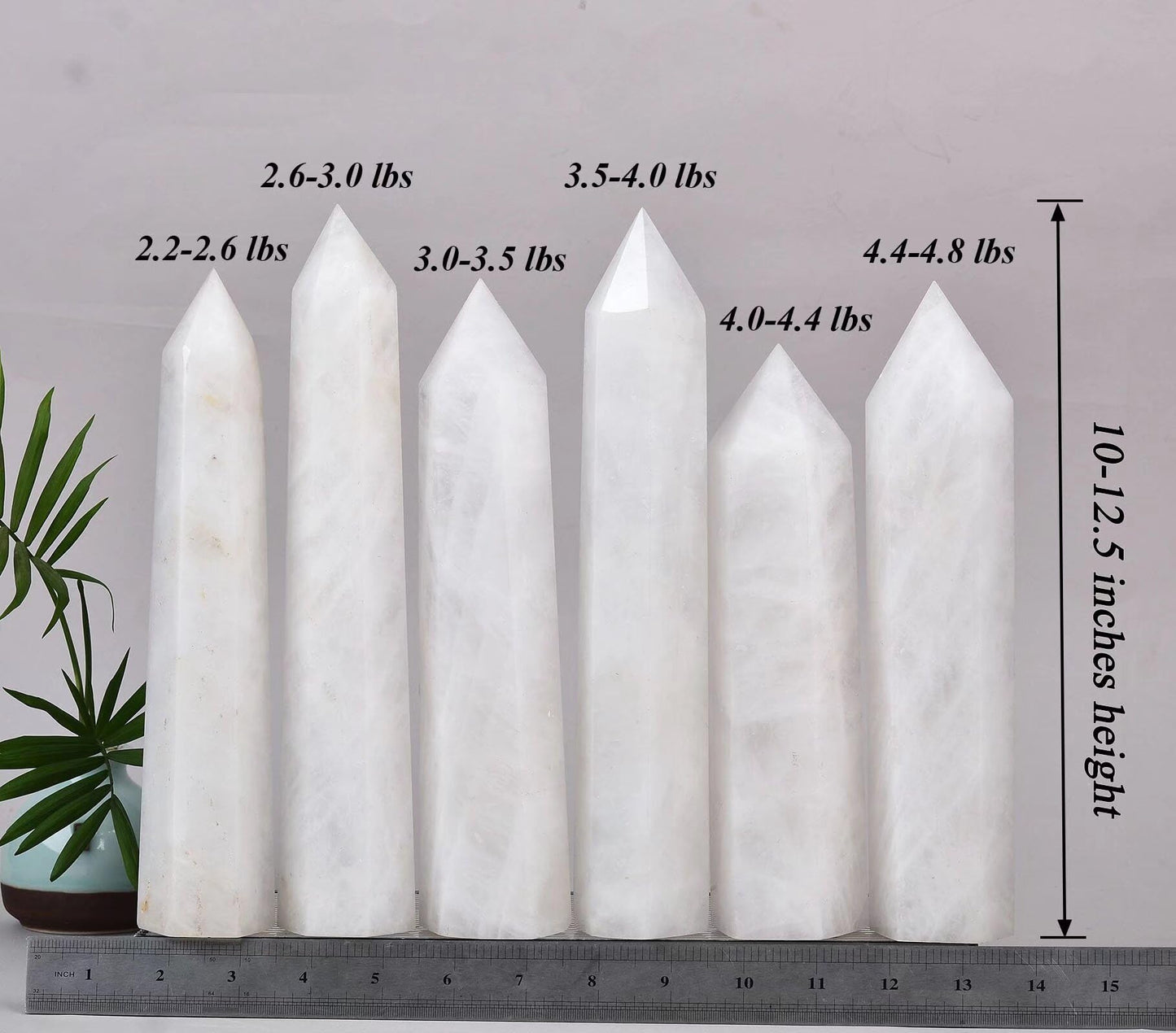 AMOYSTONE Large White Crystal Quartz Wand 1PC Healing Crystal Stone Obelisk Tower 6 Faceted Column Reiki Chakra Meditation Gift 1.7-2.2 LBS