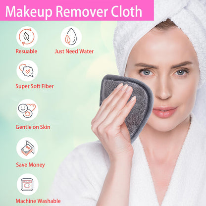 BloomSesame Makeup Remover Cloths for Face, Eye, Lips - Reusable Makeup Remover Pads Soft Microfiber Facial Cleansing Cloths 5 x 5 inch 6 Pack (Gray)