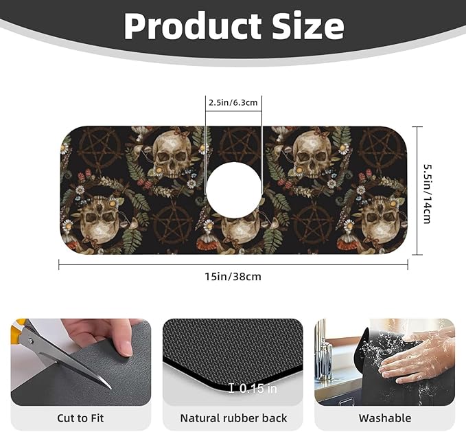 Wiccan Wicca Skull Mushroom Mushrooms Witchcraft Kitchen Sink Splash Guard