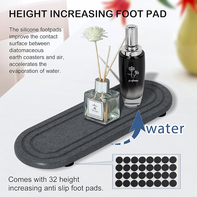 2PCS Water Absorbing Stone Tray, Fast Drying Diatomite Stone Sink Tray