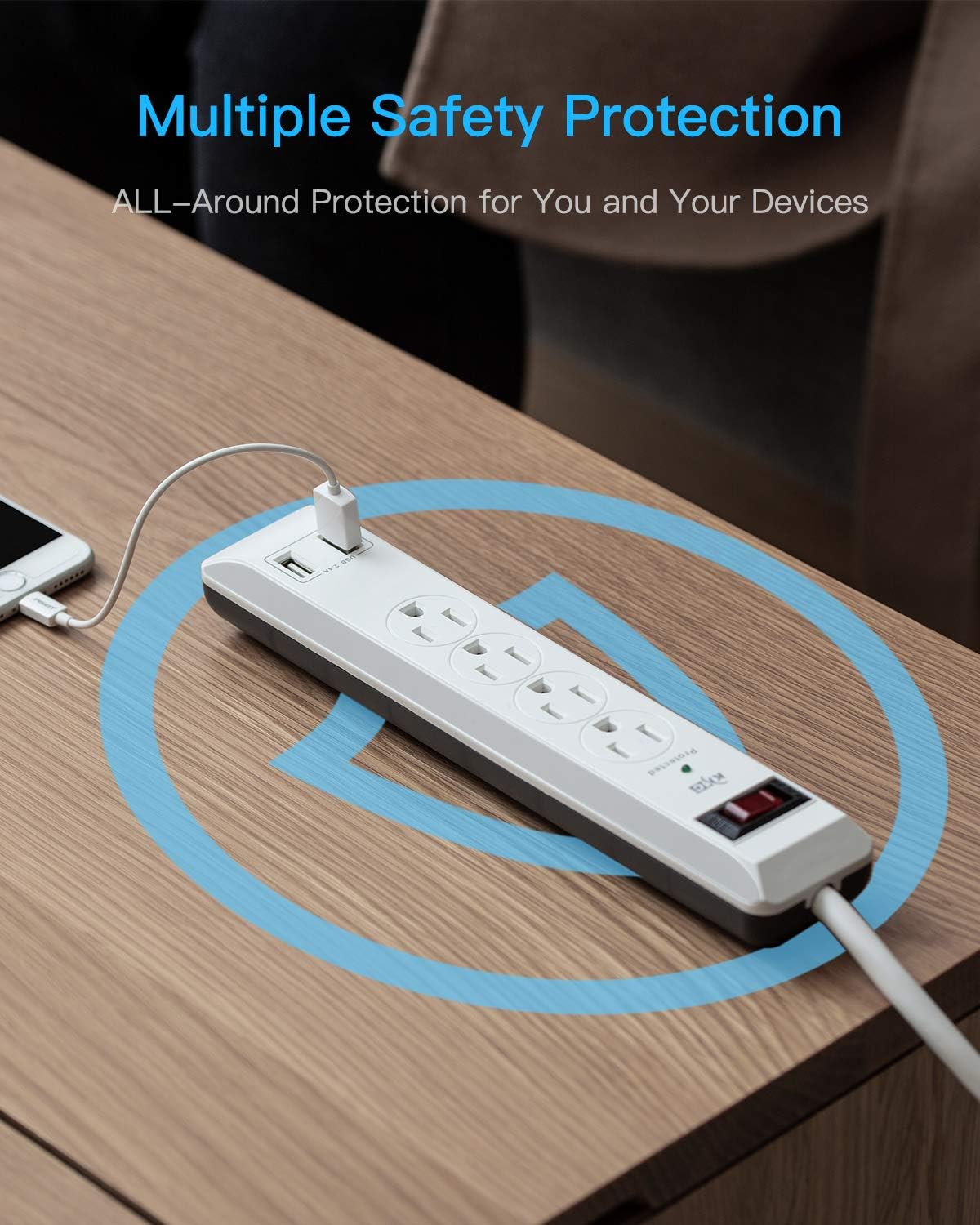4-Outlet Surge Protector Power Strip (2 Pack)