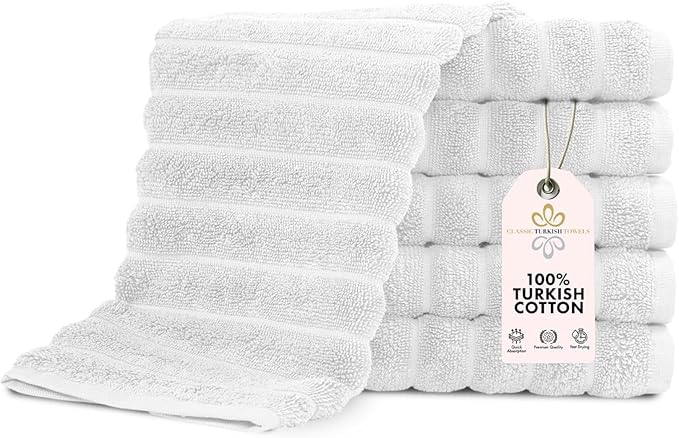 Classic Turkish Towels CTT Luxurious 100% Turkish Cotton Washcloths 6 Pack
