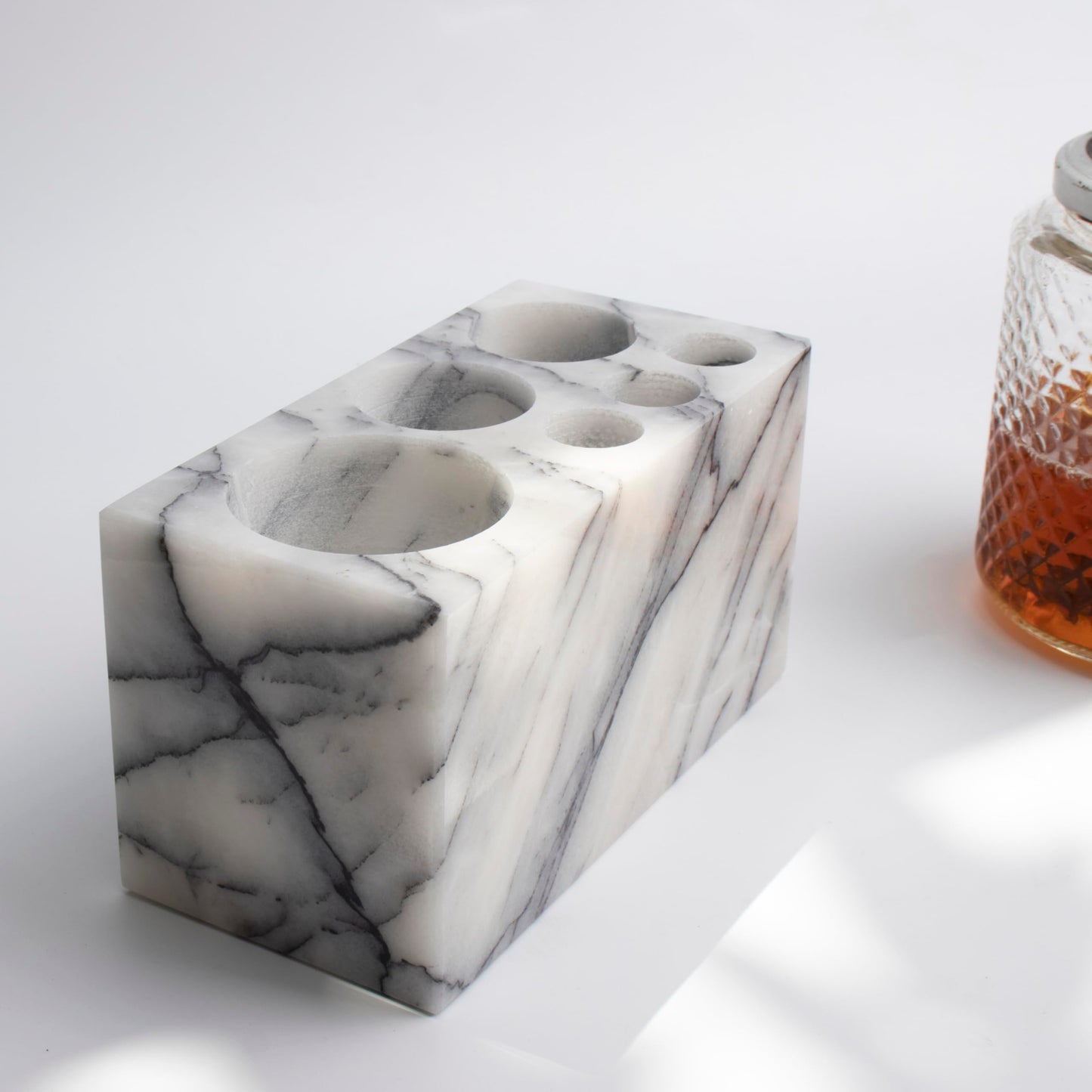 Natural Marble Stone 6-Hole Base Bathroom Holder Storage Rack for Electric Toothbrush/Toothbrush/Toothpaste