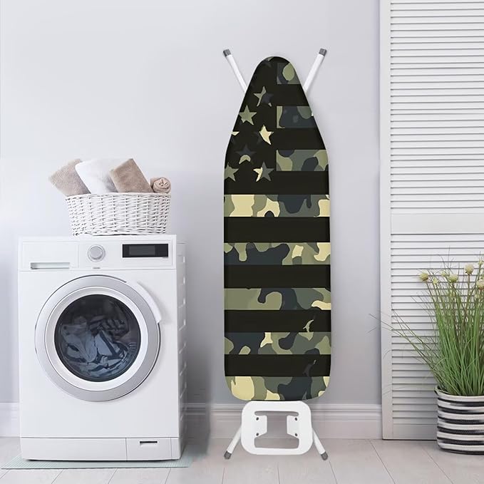America Flag Ironing Board Cover, Camouflage Stripe Star Elastic Edges Non-Slip