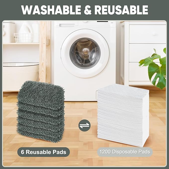 6-Pack Reusable Microfiber Mop Pads Compatible