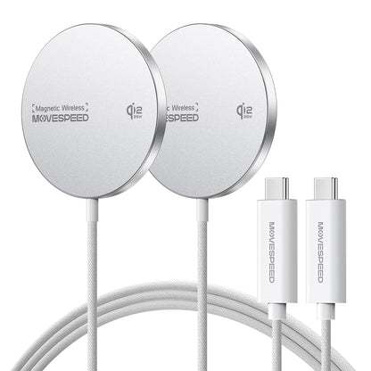 MOVESPEED Qi2.2 25W Magnetic Wireless Charger 2 Pack, MagSafe Fast Charging Pad, Compatible with iPhone 17/16/15/14/13/12 Series, AirPods Pro/4/3/2,Samsung Galaxy and More(White)