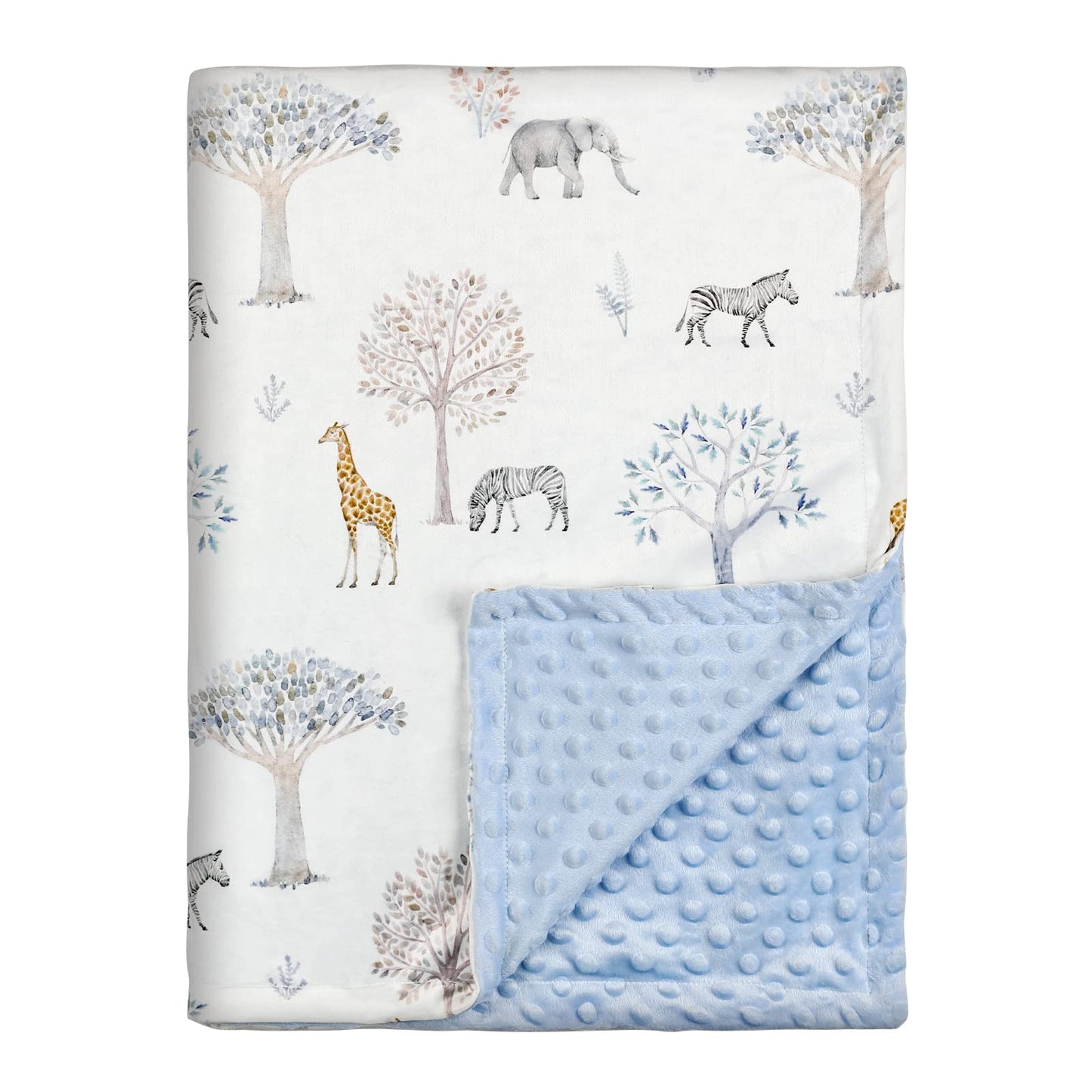 Baby Blanket Newborn Gifts, Soft Plush Blankets with Dotted Backing, Oeko-tex100, Essentials for Unisex, Toddlers, Boys Girls 75x100cm (Giraffe, Elephant, Zebra)