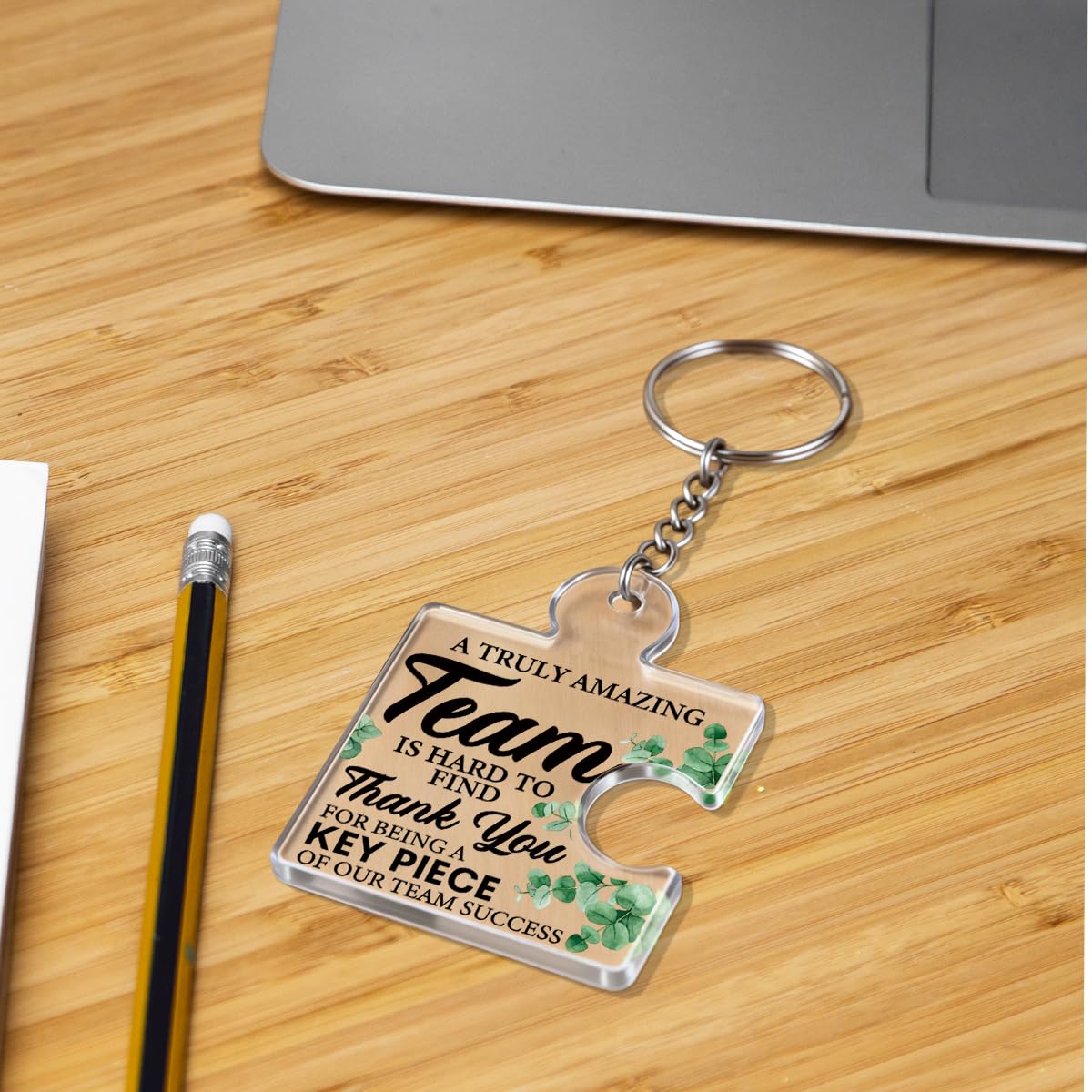 DRMNPKT Set of 6 Team Thank You Appreciation Gifts Bulk for Coworkers Employees Staff Teachers Colleagues Coach, Best Team Ever Gifts Inspirational Teamwork Acrylic Puzzle Piece Keychains, Multicolor