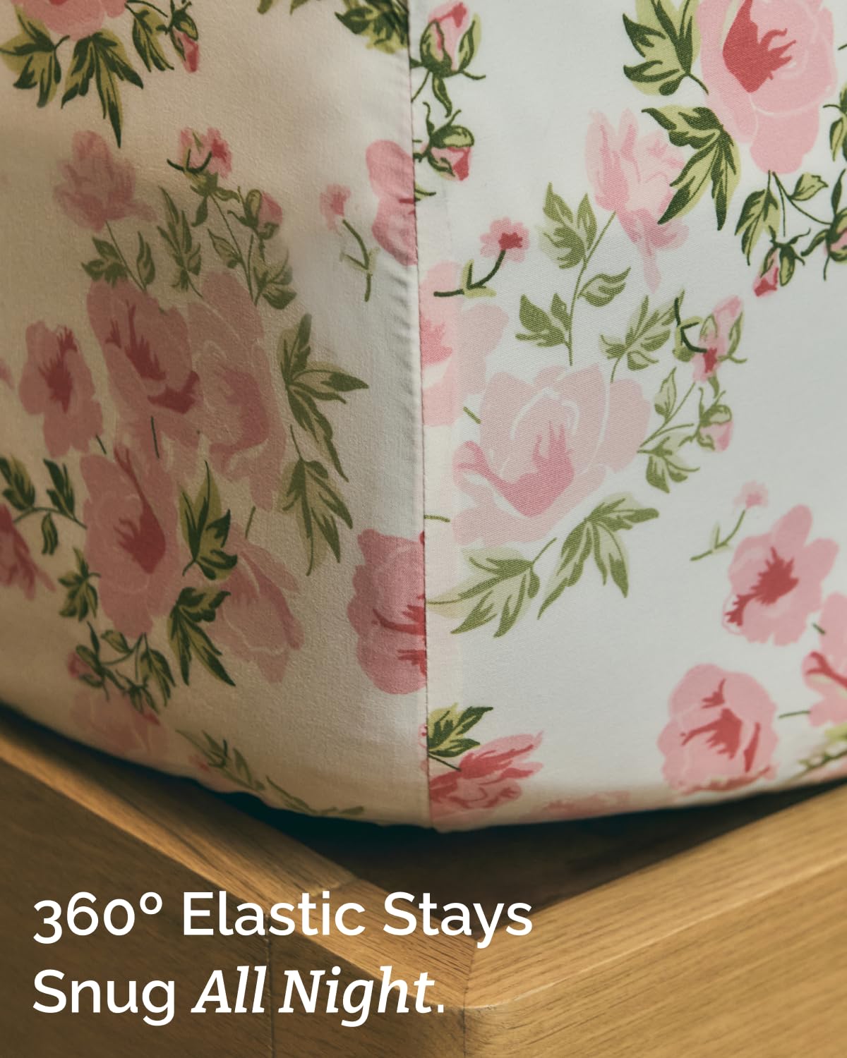 Floral Sheets - Pink Floral Bed Sheet Set - 1 Flat, 1 Fitted & 2 Pillowcases w/ Deep Pockets - Comfy, Wrinkle & Fade-Free - Boho Botanical Bedding - Ultra-Soft, Breathable & Cooling - Queen Size Set