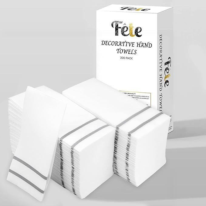 Disposable Hand Towels for Bathroom, Anniversary, and Wedding Napkins for Tables