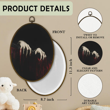 cvjutf Gothic Dark Academia Vampire Wall Art Decor Framed, Moody Goth Halloween Horror Creepy Oval Wall Decor, Witchy Spooky Clawed Hand Canvas Prints Art for Home Bedroom Living Room, 8.7x11.3 Inch