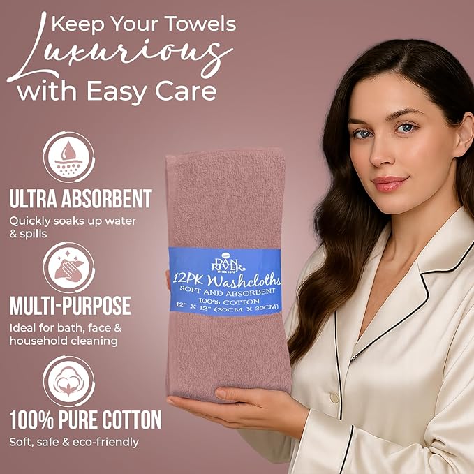 DAN RIVER 12 Pack Wash Cloths for Showering