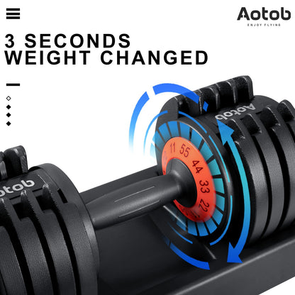 AOTOB 25/55 LBS Adjustable Dumbbell Set, Anti-Slip Fast Adjusting with Turning Handle, Adjustment for Men and Women, Weights Pair for Compact Home Gym Exercise Strength