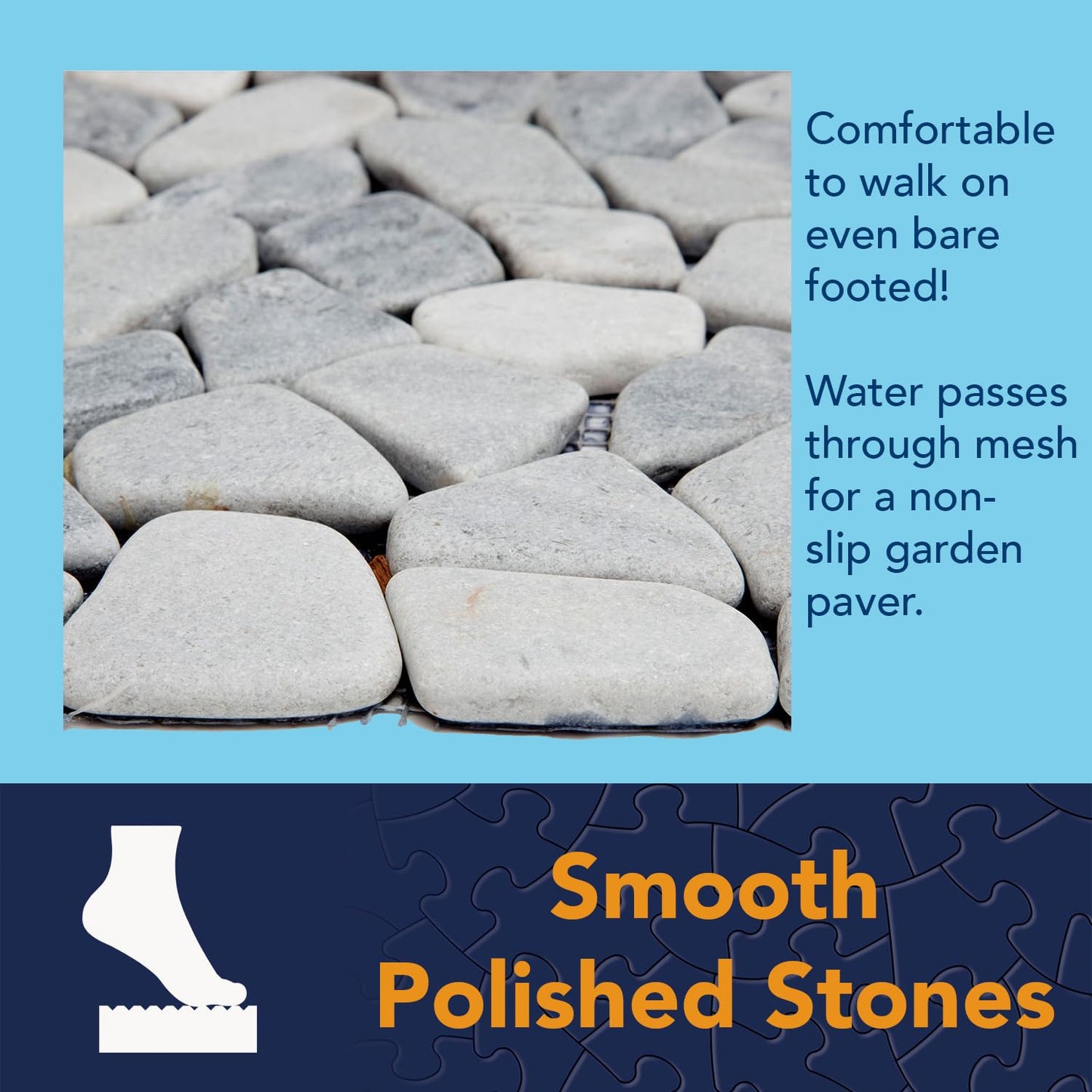 Bits and Pieces - Stepping Stones Outdoor Walkway - 12" Square Marble Landscaping Decorative Stepping Stones - Set of Three (3) - Backyard Decor Garden Pavers for Outside Walkway