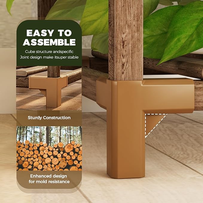 Bamworld Tall Plant Stand Indoor Wood Plant Shelf Outdoor Tiered Plant Rack for Multiple Plants 4 Tiers 10 Pots Ladder Plant Holder Plant Table for Plant Pots Boho Home Decor for Gardening Gifts