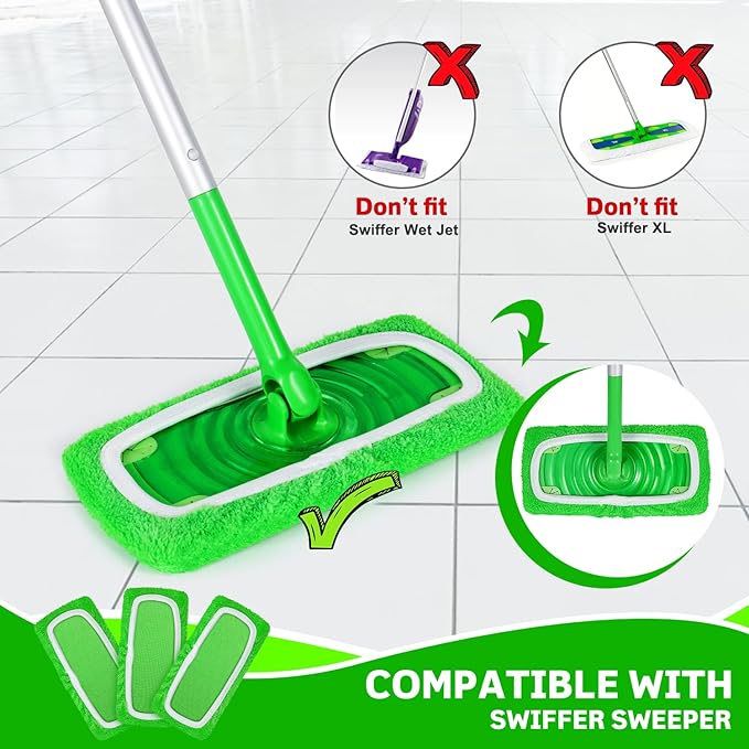 6 Pack Reusable Microfiber Mop Pads Compatible