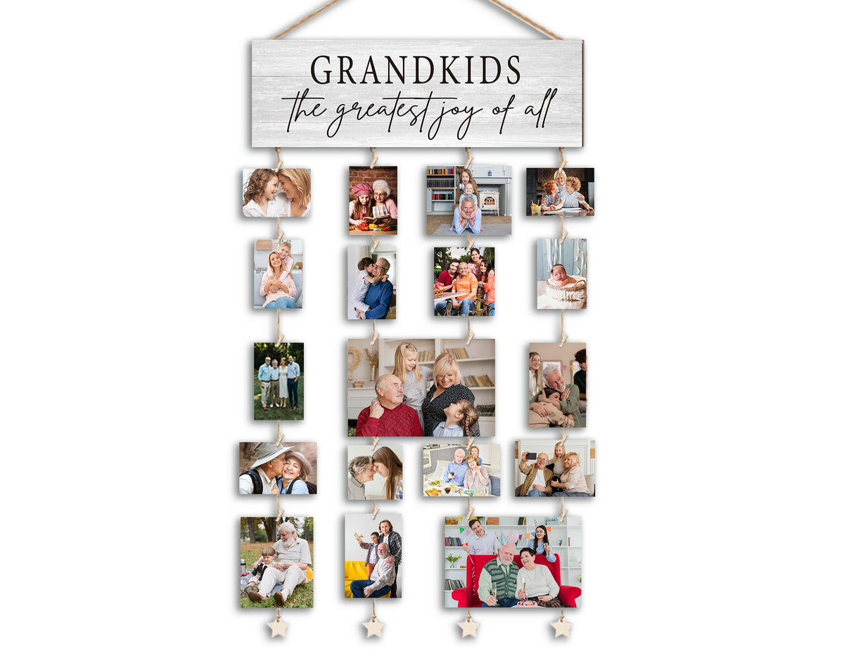 Orchroma Grandkids Picture Frames Collage Wall Decor,Photo Collage Frame for Wall,Gifts for Grandparent from Grandkids,Grandkids Picture Board,Hanging Photo Display with Clips,Picture Hanging Kit
