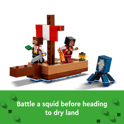 LEGO Minecraft The Pirate Ship Voyage - Boat Toy with 2 Pirates & 2 Animal Figures, plus Accessories incl. a Sword & Map - Gamer Gift for 8+ Year Old Boys and Girls 21259