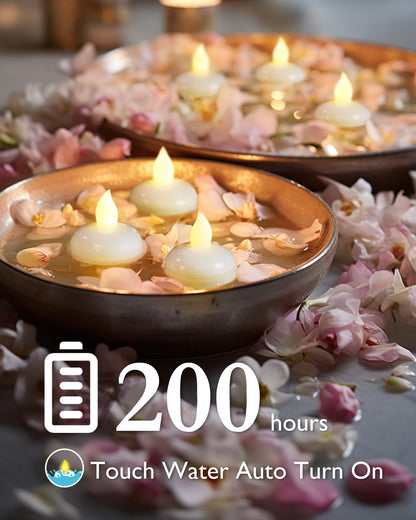 Homemory 24 Pack Waterproof Flameless Floating Tealights, Warm White Battery Flickering LED Tea Lights Easter Candles - Wedding, Party, Centerpiece, Pool & SPA…