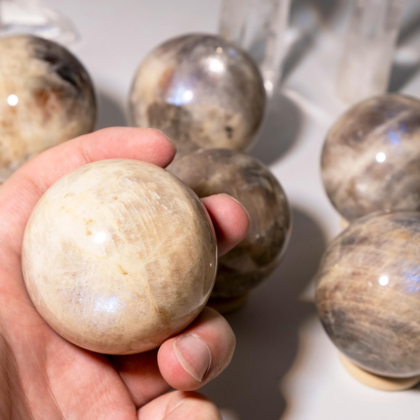 Moonstone Crystal Sphere - 1.6-2.0" Inches, Gentle Blue Hue, Hand-Polished for Intuition, Balance, and Emotional Harmony, Decorative Balls for Reiki, Chakra, Feng Shui, Meditation, Witchy Gifts