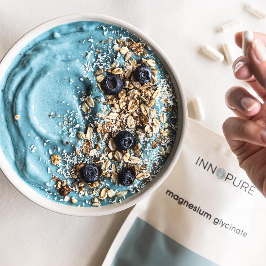 INNOPURE Magnesium Glycinate - 90 Capsules - Bioavailable Magnesium Supplements - 1000mg Per Serving (2 Capsules) Providing 200mg of Elemental Magnesium Bisglycinate Powder - Made in The UK