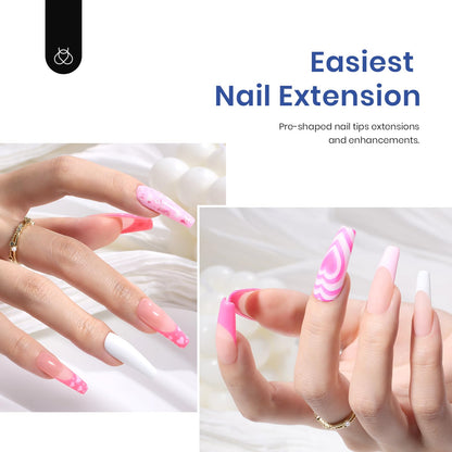 Beetles Gel Nail Extension Kit Almond Shape, Easy 9 in 1 Glue Uv Led Set Etch X Nail Tips Short Almond Half Matte Tips, Gift for Women & Girls, 504 pcs
