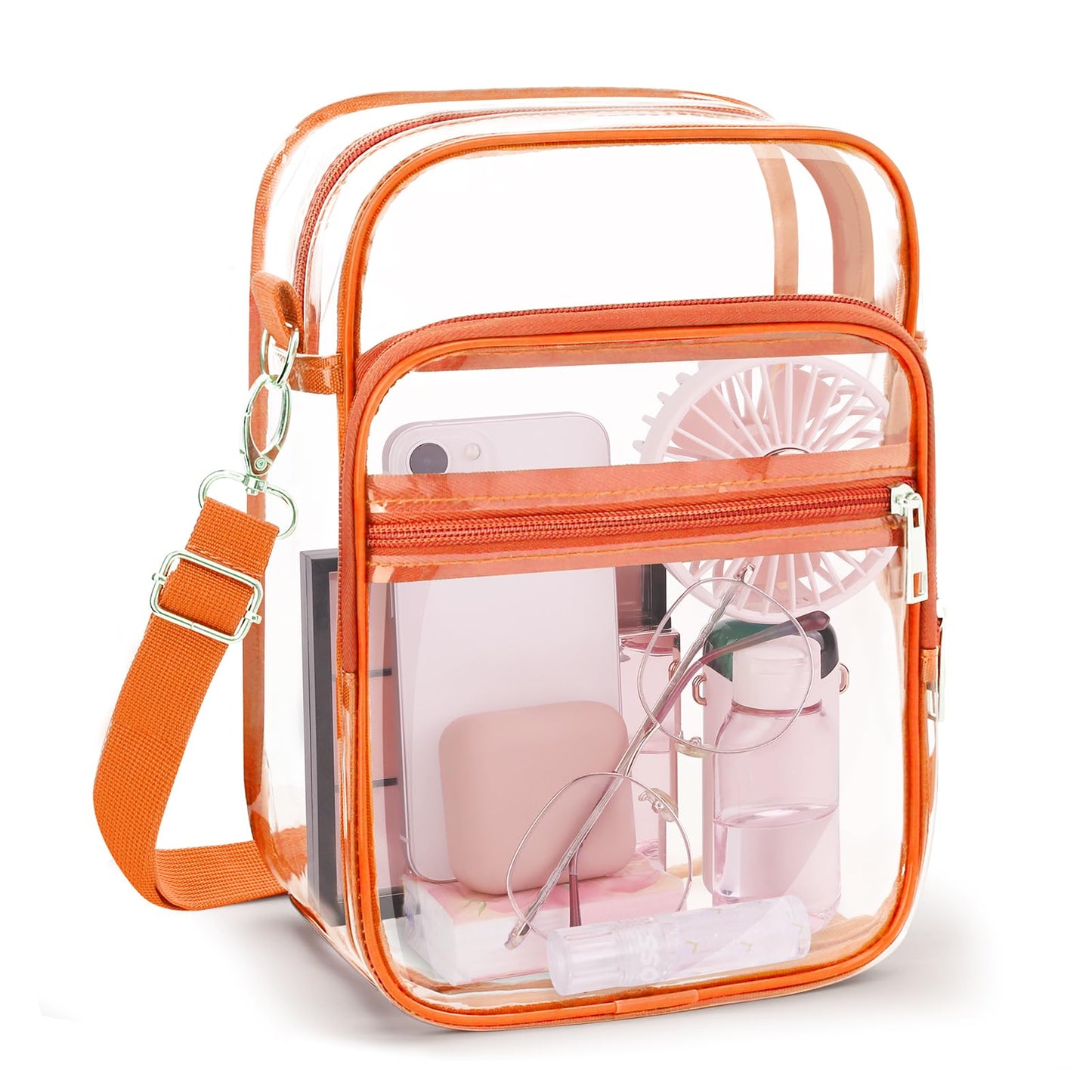 Blvornl Clear Crossbody Bag with Adjustable Shoulder Strap, Stadium Approved PVC Purse Bag, Messenger Bag