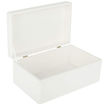 Creative Deco Large White Wooden Box Storage with Hinged Lid | 11.8x7.87x5.51in (+-0.5) | Keepsake Gift Box for Tool Dog Toy Kitchen Storage | ROUGH UNSANDED Wood Chest Trunk