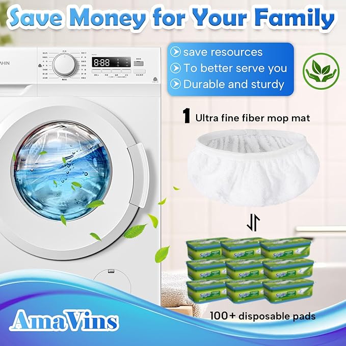 5 Pack Reusable 100% Cotton Mop Pads Compatible