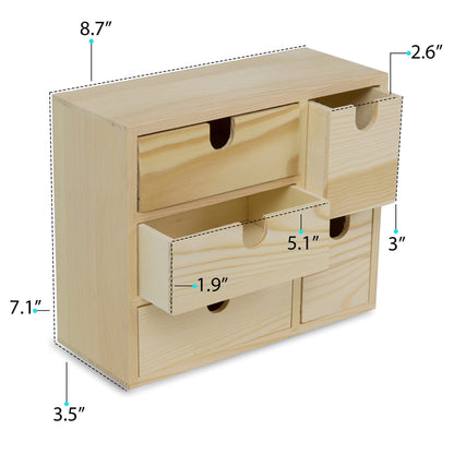 brightmaison BGT Capri Desk Organizer for Office Supplies, Sewing Kit & Jewelry Box, Decorative - Small Wooden Box DIY Project Unfinished Wood