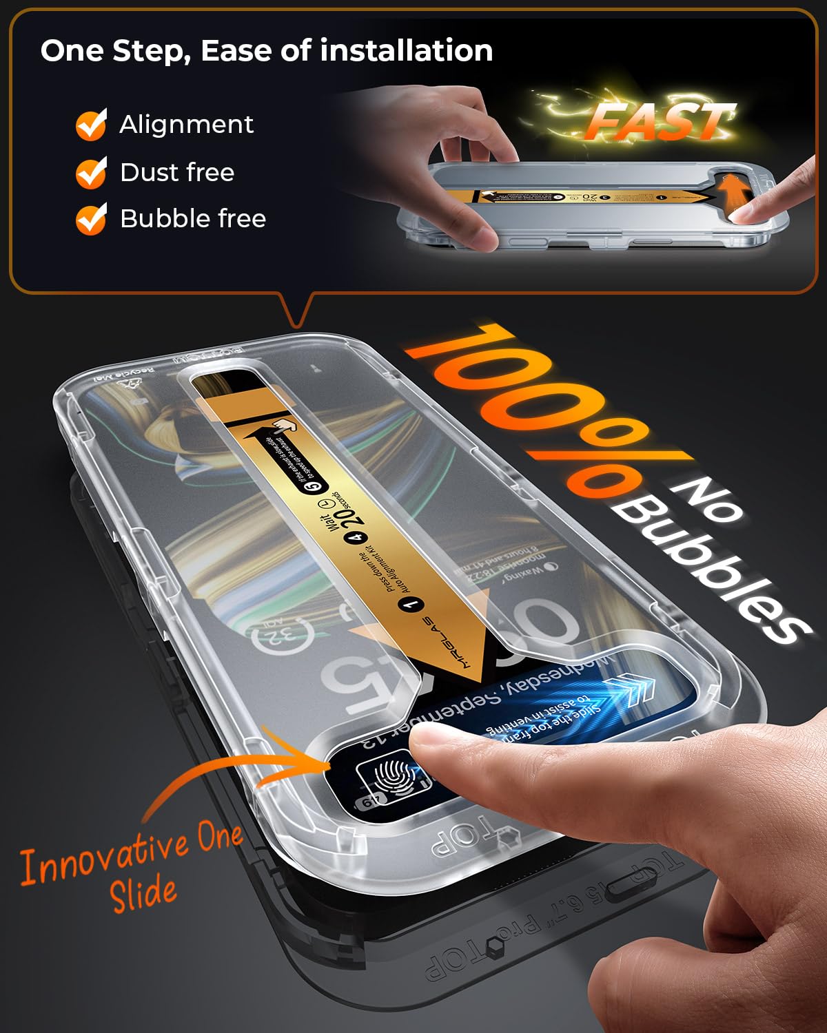 MRGLAS 4-Pack TOP 9H+ Glass for iPhone 16 Pro Screen Protector [Auto Alignment Kit] [10X Military Protection] UNBREAK Tempered Glass Flim for iPhone 16 Pro 6.3 inch Case-Friendly