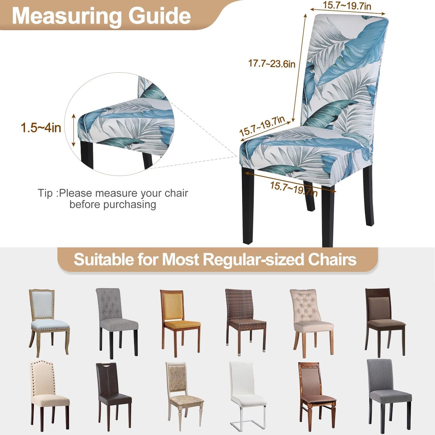 SearchI Dining Room Chair Covers Set of 4, Stretch Printed Parsons Chair Slipcovers Removable Washable Spandex Kitchen Chair Protector Cover for Dining Room, Hotel, Ceremony (Flower Pattern5)