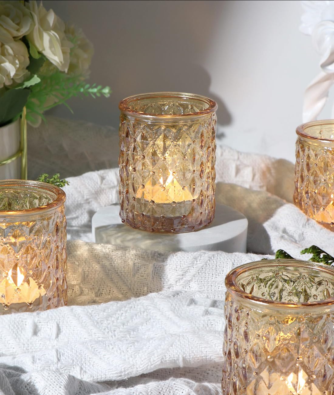 36 Pcs Gold Votive Candle Holders, Tealight Candle Holder Glass for Table Centerpieces, Gold Candle Holders for Wedding Decor, Bridal Shower & Home Parties Supplies Decor
