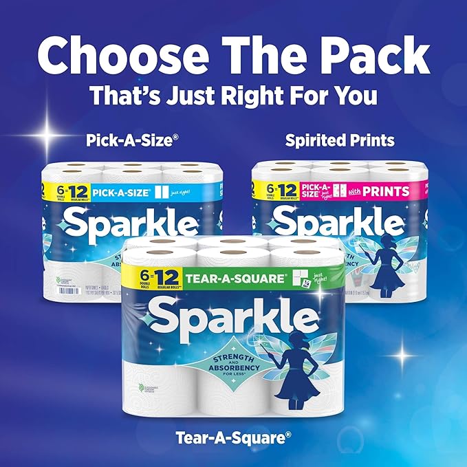 Sparkle Pick-A-Size Paper Towels, 6 Double Rolls