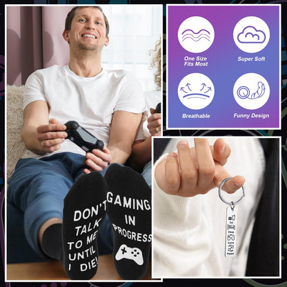 Ovveroche Gamer Gifts for Men Gaming Gift Box for Him Dad Boyfriend Husband Brother Male Friends Gamer Mugs Throw Pillow Cover Socks Gift Basket