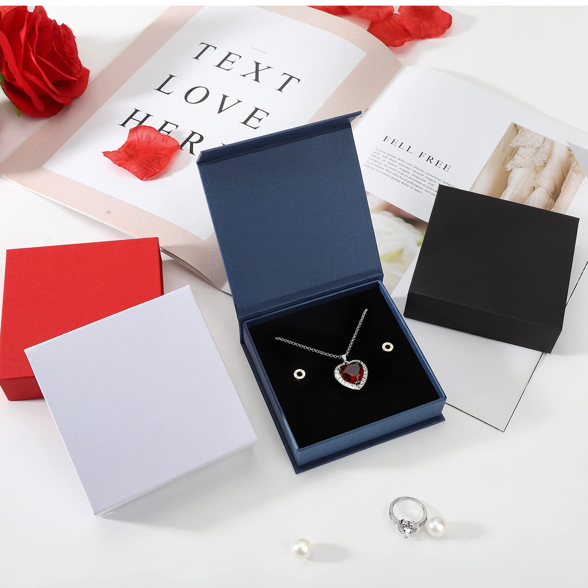 Bssay 20 Pack Jewelry Gift Boxes Necklace Earring Ring Box Gift Box with Cotton Filled and Lids,Jewelry Box Gift Boxes 3.9x3.9x1.1inch (White)