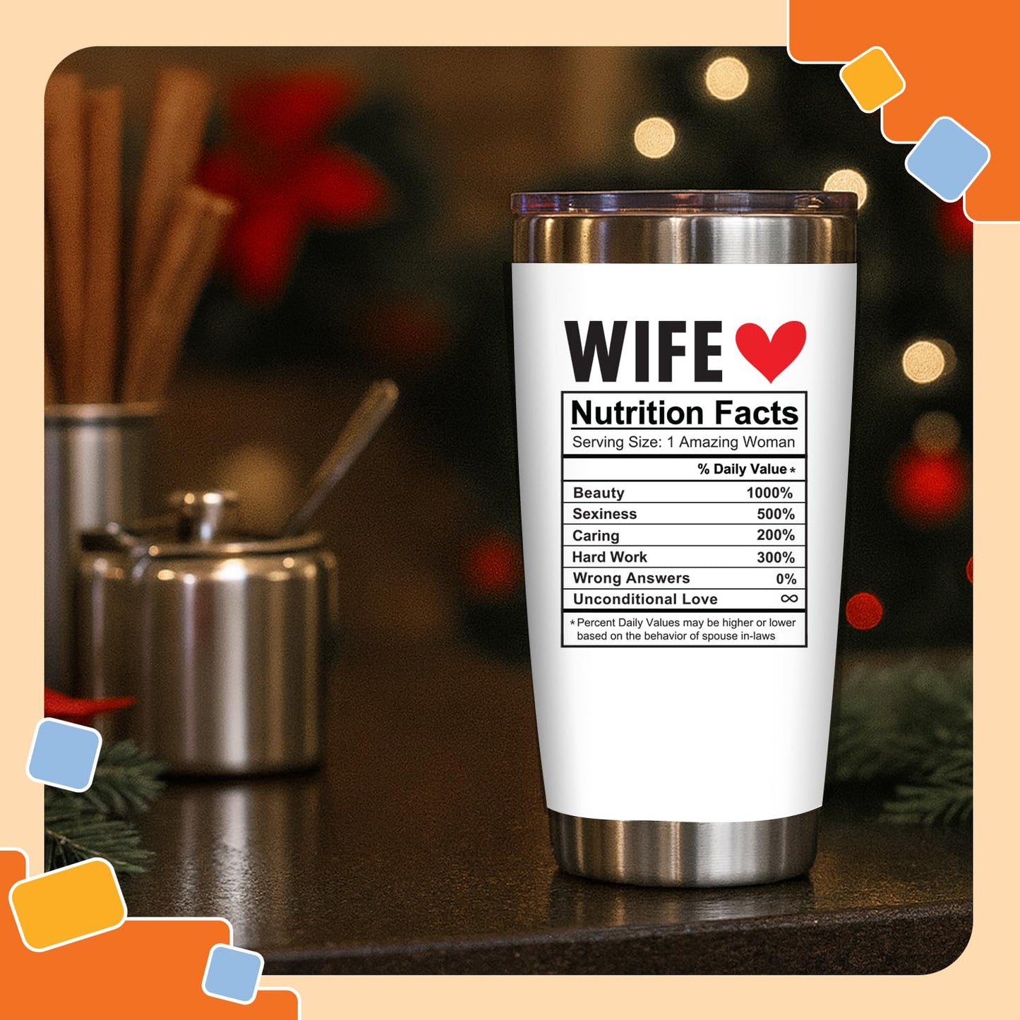 NewEleven Valentines Day Gifts - Gift For Wife, Wedding Anni Present, Wife Gifts From Husband, Him - Best Romantic Gift For Her Wifes, Wifey - 20 Oz Tumbler