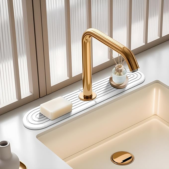 Diatomite Stone Faucet Mat For Kitchen Sink-Absorbent Fast Drying Stone Sink
