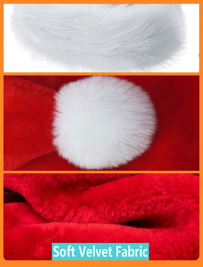 Haomaomao Christmas Hats for Adults Santa Hat Red Double Thicken Velvet Warm Comfort Holiday Unisex Xmas Hat for New Year Festive Festival Party