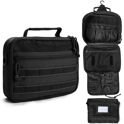 SMONT Toiletry Bag for Men, Mens Toiletry Travel Bag, Tactical Hanging Shaving Hygiene Dopp Kit Bag for Bathroom Black