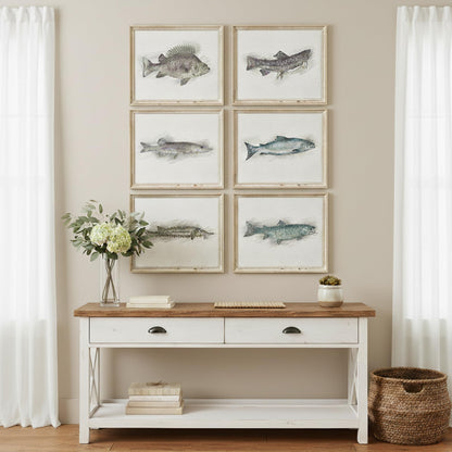 DREAM BIG PRINTABLES Fish Sketches Art Prints (Set of 6) - Unframed - 8x10 | Fishing Wall Decor for Fisherman