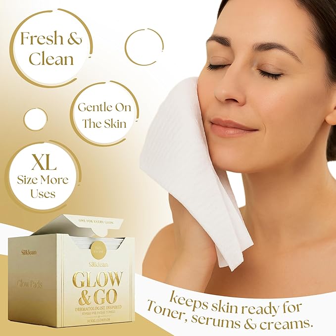 Glow & Go XL Disposable Face Towel 10x15 Inch, 100% Biodegradable Premium Towels