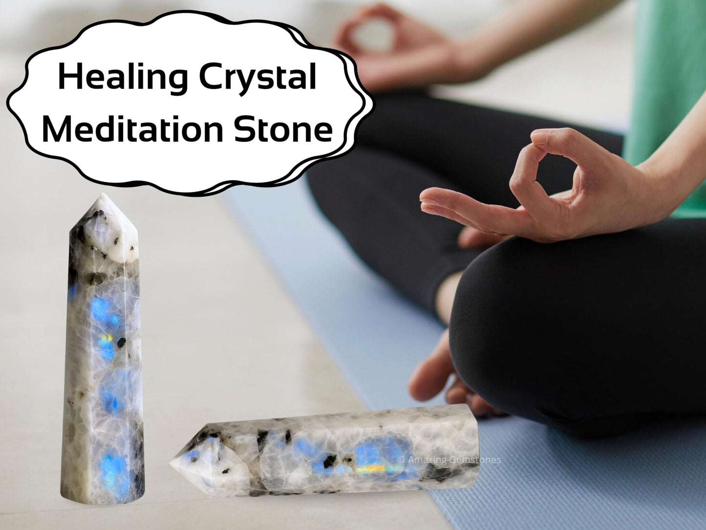 Amazing Gemstone Rainbow Moonstone Crystal Towers - Natural Healing Crystal Point Obelisk for Reiki Healing and Crystal Grid (3" to 4" INCH)
