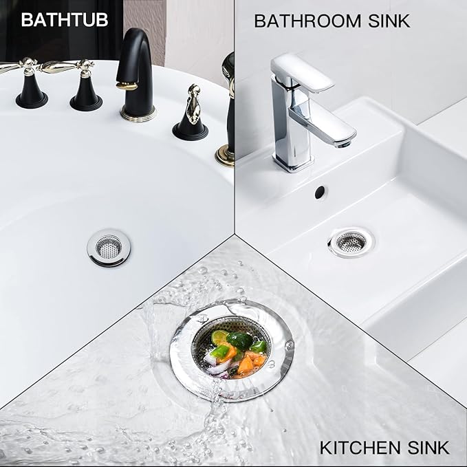 4 Pack Heavy Duty Stainless Steel Kitchen Sink Drain Strainer, Bathroom Hair