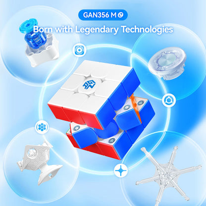 GAN356 M E Magnetic Speed Cube, 3x3 Magic Cube Professional Fast Smooth Turning with Turbo Magnet Capsule 2.0 and GES Pro+ for Kids & Adults(Frosted Coated)