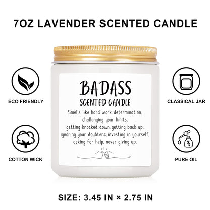 Sinsufur Congratulations Gifts for Women, Inspirationalfor Friends Coworkers, Birthday Christmas for Women - Boss Lady, New Job, Promotion Gift, 7oz Badass Scented Candle