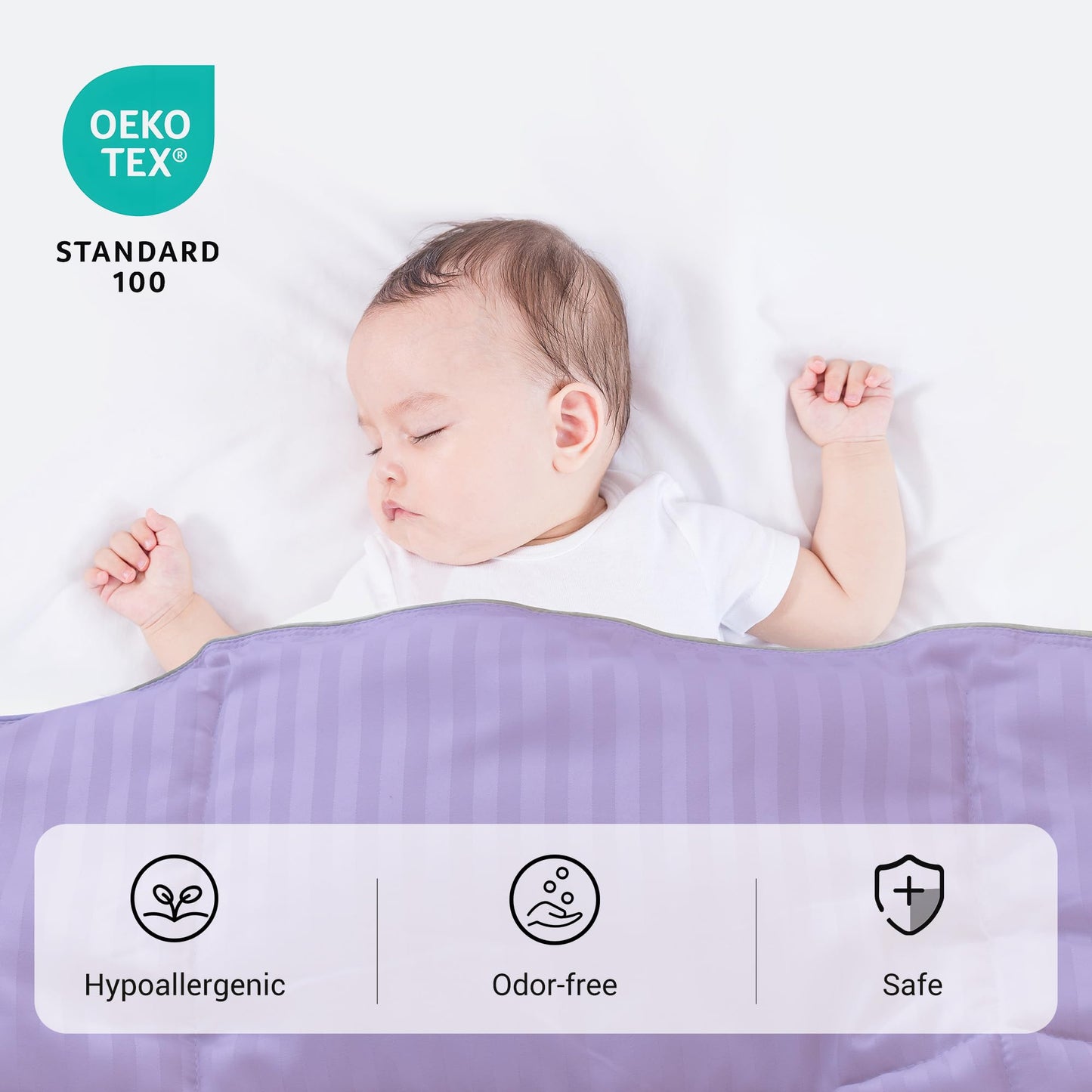 ZPECC Toddler Down Alternative Comforter, 39x47 Hypoallergenic Baby Blanket Quilt, Soft Breathable Lightweight All Season Kids Duvet Insert for Crib Stroller Cot Daycare, Purple Stripe